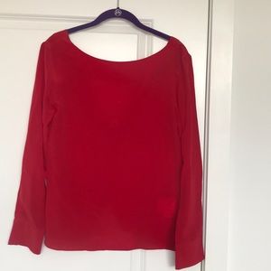 Red low back silk club Monaco blouse